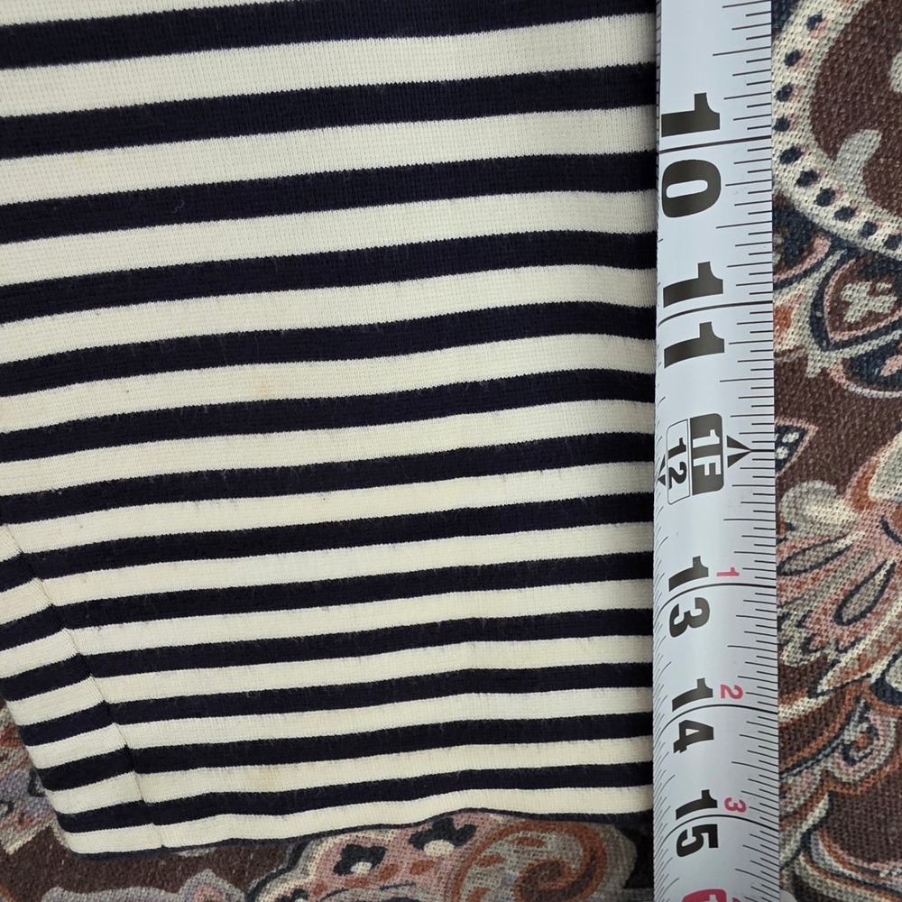 Banana Republic Navy White Striped Sheath Dress Scoop Neck Elbow Sleeve Size 10 - Picture 10 of 16
